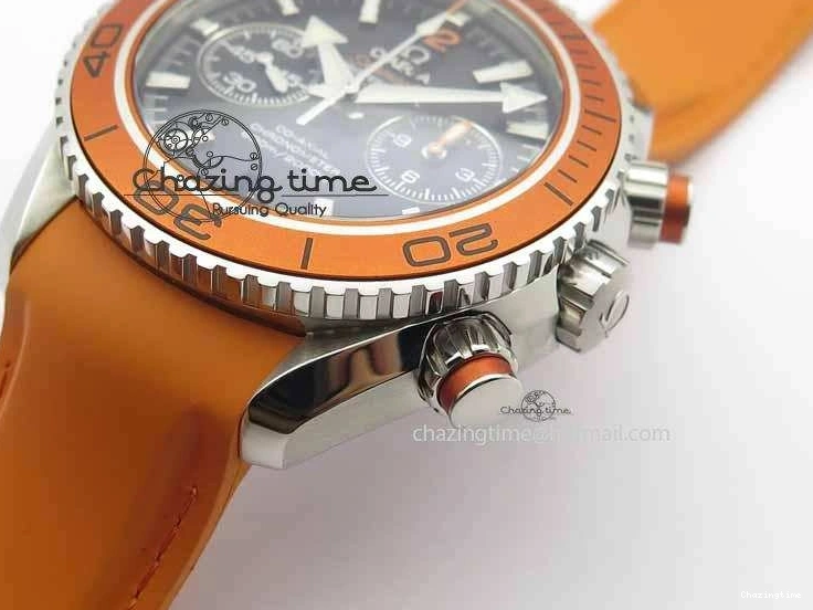 0513 Planet Ocean Master Chrono 45mm SS OM 1:1 Best Edition Black Dial On Orange Rubber Strap A Attractive 8170